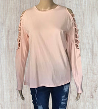 Load image into Gallery viewer, Black hollow design criss cross detail long sleeve top
