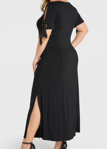 Plus size cold shoulder black maxi dress