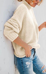 Oversized chunky batwing turtleneck sweater