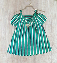 Load image into Gallery viewer, Girls 3 piece green striped outfit
