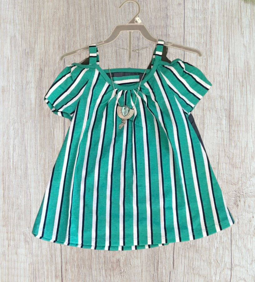 Girls 3 piece green striped outfit