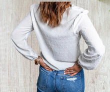 Load image into Gallery viewer, Swiss dot long sleeve blouse with lace trim
