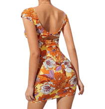 Load image into Gallery viewer, Multi color boho floral bodycon mini dresss
