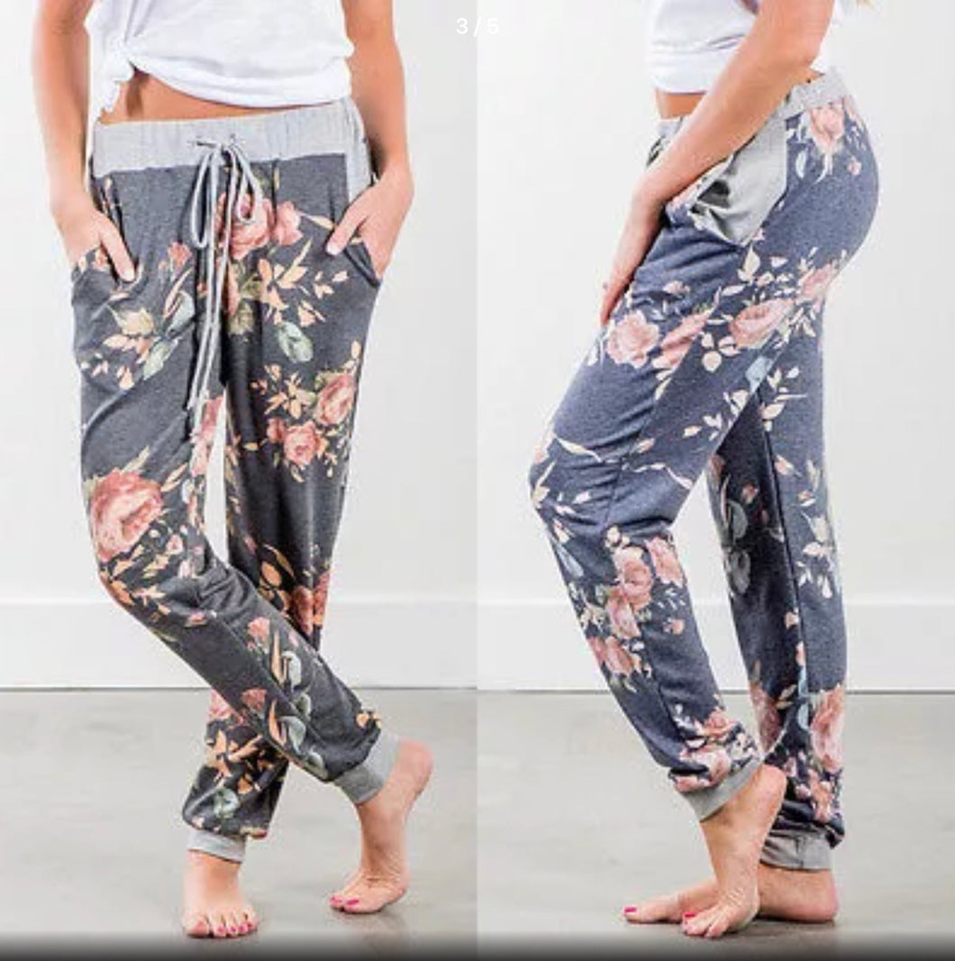 Lightweight floral harem pants with pockets