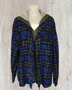 Plus size plaid shirt with hood