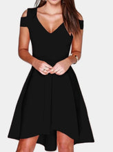 Load image into Gallery viewer, Cold shoulder black dress
