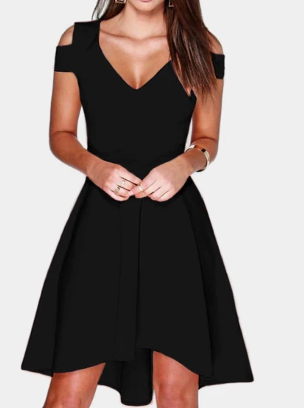 Cold shoulder black dress