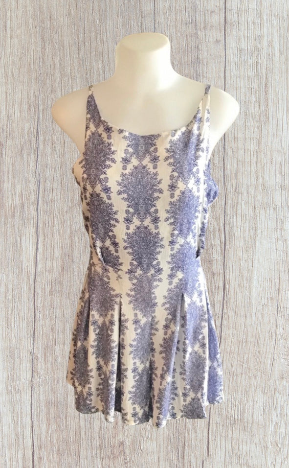 Patterned romper with tie up back