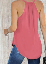 Load image into Gallery viewer, Crossover halter style high-low blouse with straps
