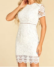 Load image into Gallery viewer, White elegant lace dress with hollow out design
