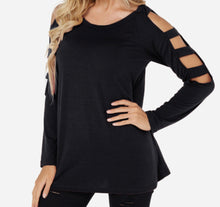 Load image into Gallery viewer, Cold shoulder hollow design top.

