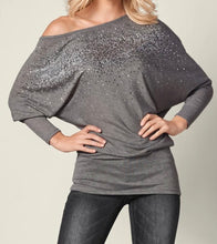 Load image into Gallery viewer, Long sleeve batwing top with lots of bling
