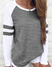 Load image into Gallery viewer, Grey striped colorblock sweater
