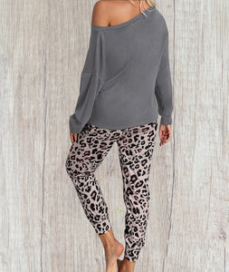 2 piece leopard print loungewear set