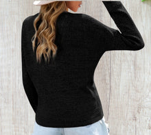 Load image into Gallery viewer, Black wrap v-neck long sleeve knit sweater
