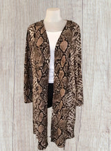 Load image into Gallery viewer, Lightweight brown snakeskin print long cardigan
