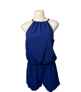 Halter style romper with elastic waist