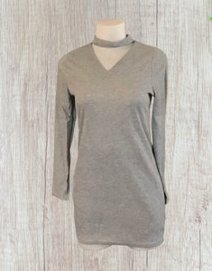 Choker style long sleeve mini dress