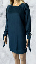 Load image into Gallery viewer, Thick, super soft blue sweater dress with tie up sleeves
