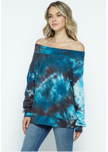 Tie Dye French Terry off shoulder sweatshirt