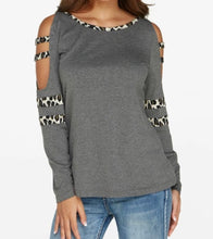 Load image into Gallery viewer, Cold shoulder grey sweater
