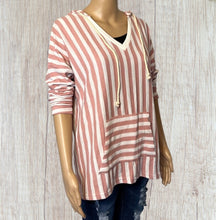 Load image into Gallery viewer, Striped  hoodies with front pocket
