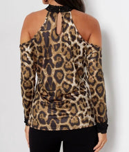 Load image into Gallery viewer, Cold shoulder animal print blouse
