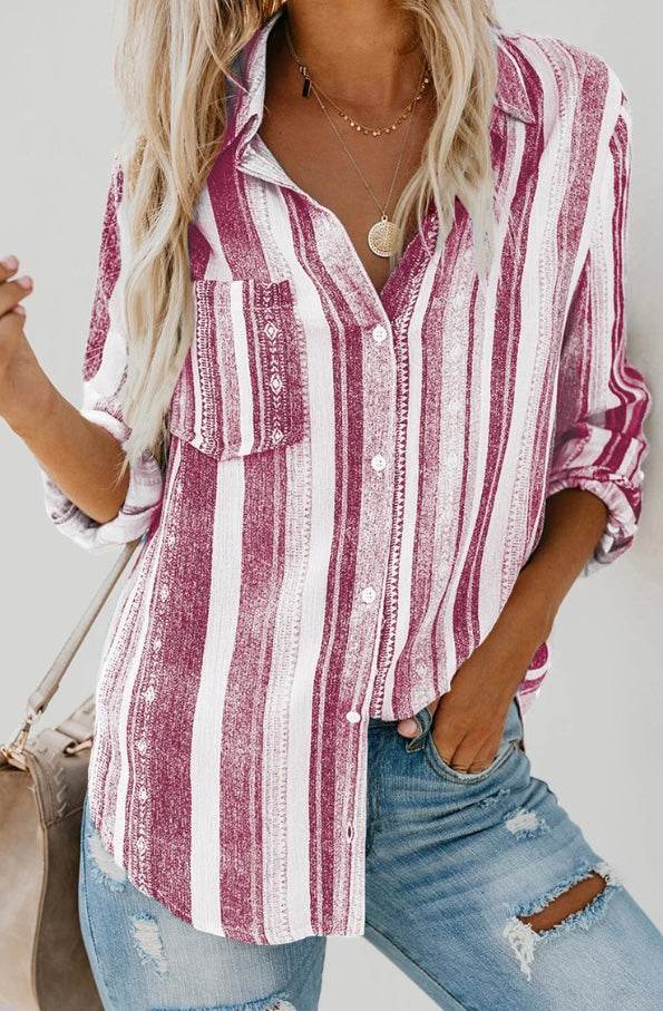 Button up long sleeve shirt with open pocket