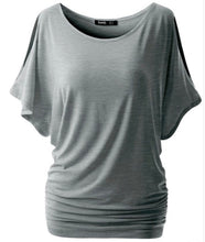 Load image into Gallery viewer, Short sleeve tee with slit on sleeve and ruched sides
