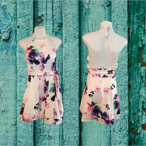 Halter style dress with tie up around neck