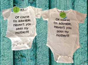 Baby onesie with cute adorable saying