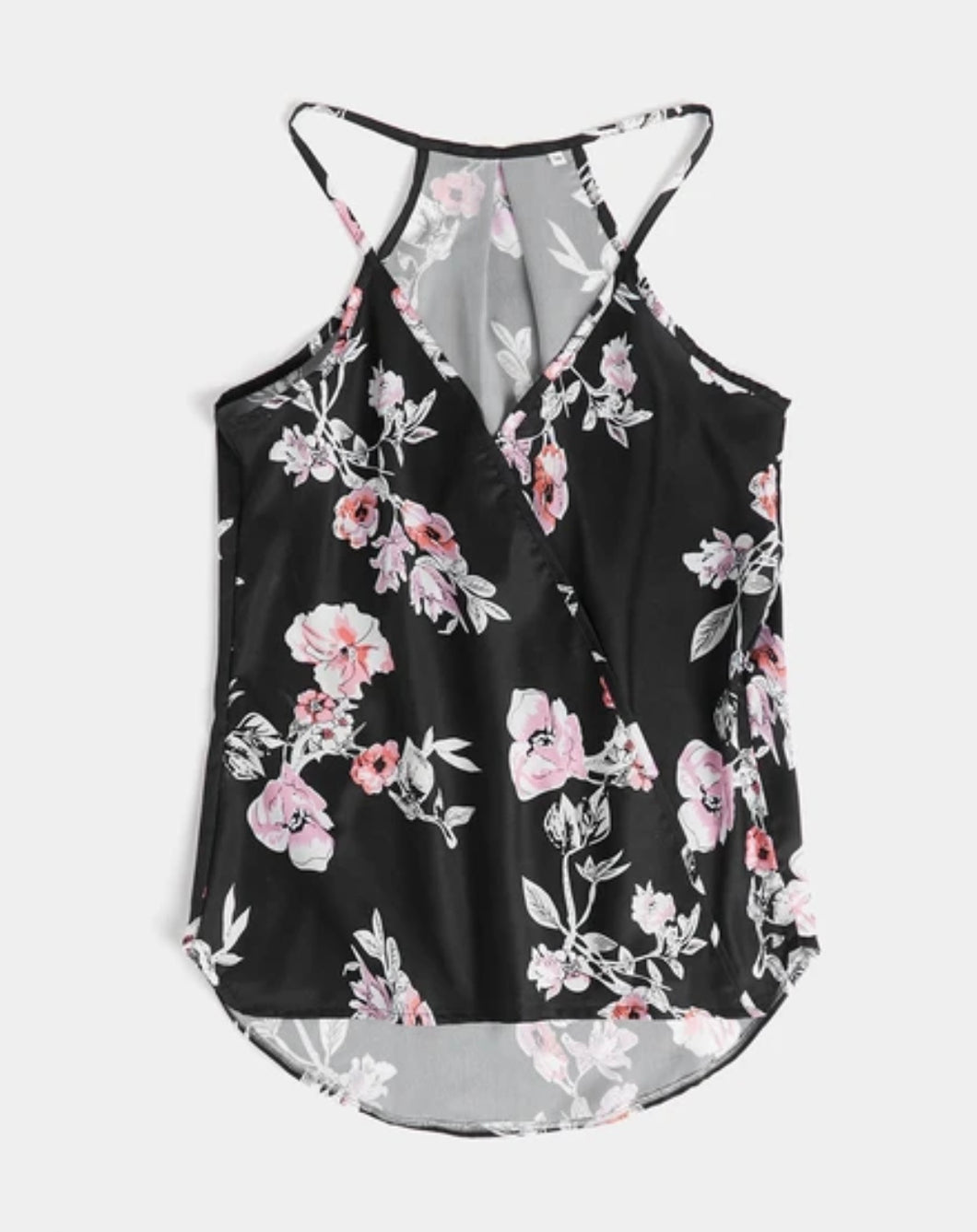 Black floral v-neck cami