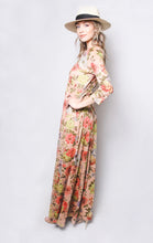 Load image into Gallery viewer, 3/4 sleeve brown floral maxi dress with pockets
