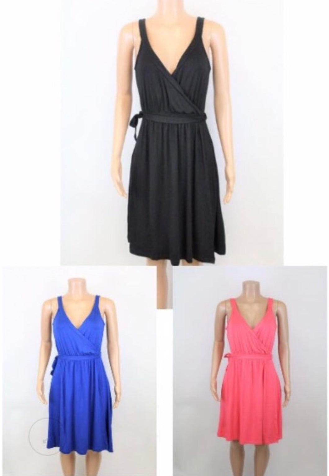 Summer crossover dresses with belt.