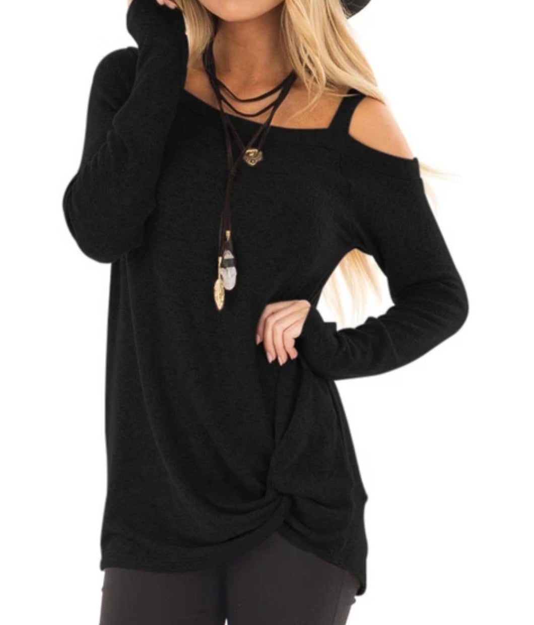 One strap sweater with crossed front design
