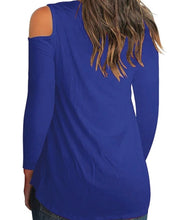 Load image into Gallery viewer, Cold shoulder crossed front design long sleeved top
