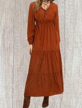 Load image into Gallery viewer, Rust colored long sleeve maxi dress
