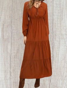 Rust colored long sleeve maxi dress