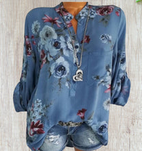 Load image into Gallery viewer, Button up floral blouse with 3/4 sleeve option.
