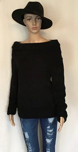 Soft, fuzzy one shoulder sweater