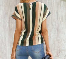 Load image into Gallery viewer, Green multi colored tie up knotted blouse
