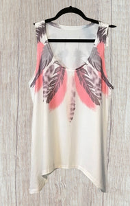 White feather print tank top