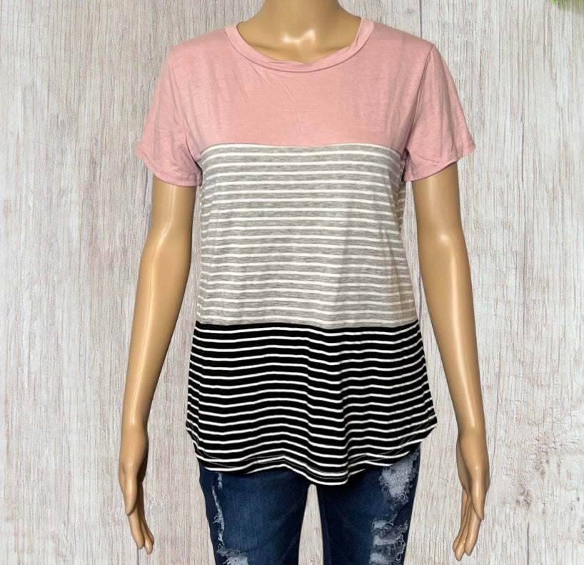 Pink striped soft tee