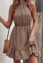 Load image into Gallery viewer, Brown spotted dress with ruffle
