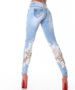 Jeans with lace insert