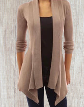 Load image into Gallery viewer, Open front draped 2 toned cardigan
