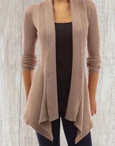 Open front draped 2 toned cardigan