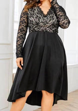 Load image into Gallery viewer, Plus size black dress with long sleeves
