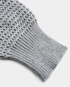 Grey crossed front design deep v-neck long sleeve knit sweater