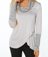 Load image into Gallery viewer, Long sleeved crossover top with striped detail
